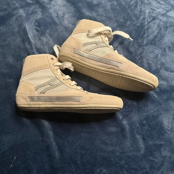 Hogan Women’s High-Top Sneakers 41 Beige-Grey Suede Silver Logo - Picture 9 of 13
